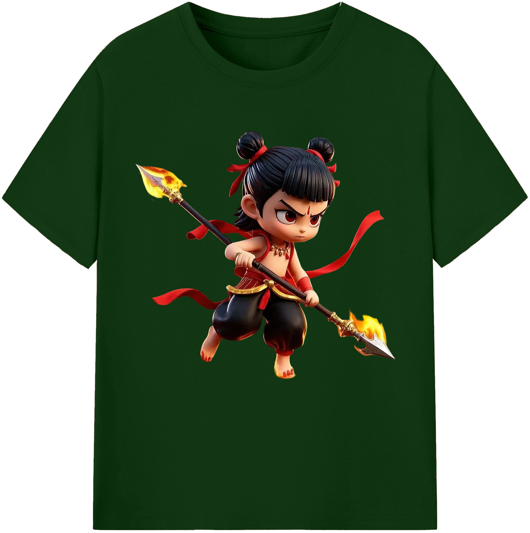 （画像用） Ne Zha 2 ナタ 魔童の大暴れ 綿100％半袖Tシャツ（フロントプリント）